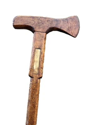 Antique Firemen’s Cane Presentation Retirement Capt Ax Folk Art Carved Wood - Image 1 of 4