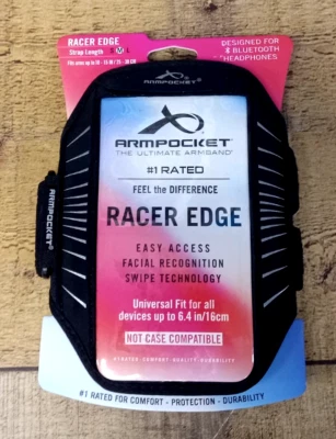 Brazalete Brazalete Borde Corredor Soporte iPhone - Longitud Media Correa - Negro/Plata Foto 1 de 4