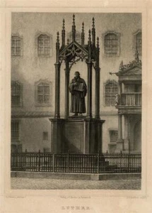Estatua de Wittenberg Martin Luther vista antigua A. Schultheis grabado en acero sin fecha - Imagen 1 de 2
