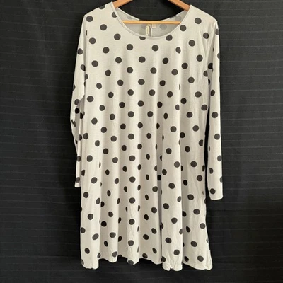 Comfy USA Gray Black polka Dot Long Sleeve Lightweight Knee Length Dress XL - Image 1 of 4