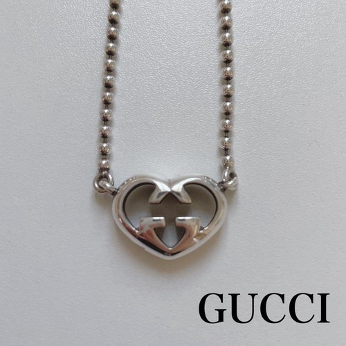 Autentico accessorio collana catena sfera argento cuore ad incastro Gucci unisex