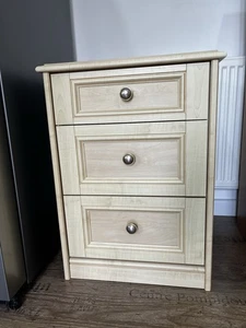 Chest Of 3 Drawers Birch Veneer 51cmW 48cmD 71cmH - Picture 1 of 6
