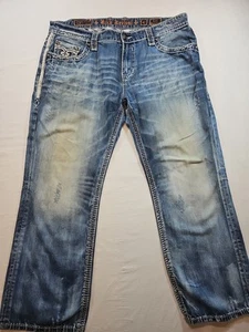 Rock Revival Aubin Relaxed Straight Jeans Men’s Size 42x 31 Distressed - Picture 1 of 23