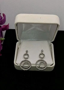 Pendientes colgantes circulares de plata de ley - Imagen 1 de 3