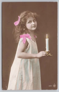 Girl Holding Candle with Pink Bows - NPG 2899 - Picture 1 of 2