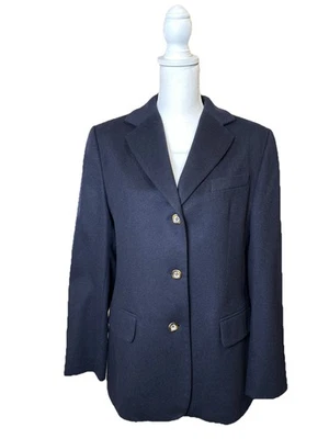 VTG LL Bean Cashmere Wool Blend Navy Blue Blazer 3 Button Classic Jacket Sz 12R - Image 1 of 4