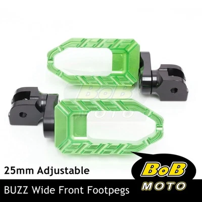 Para Kawasaki ER-6N 09-16 15 14 13 12 BUZZ 25mm Extender estriberas delanteras VERDE Foto 1 de 4