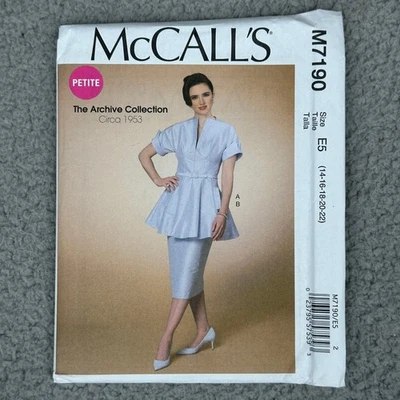 McCalls M7190 Sewing Pattern Tunic Belt Skirt Outfit Size 14-22 Petite Vintage - Image 1 of 4