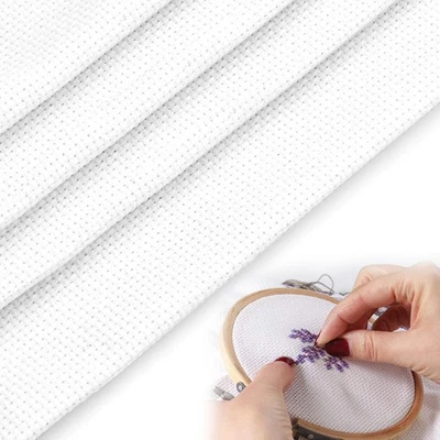 Pack de 4 Tissus Aida 14 CT pour Croix en Point Toile Broderie en Coton Blanc... - Photo 1/4