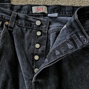 Levis 501 Original Straight Leg Black Denim Wash Jeans 36 x 34 Button Fly - Bild 1 von 11