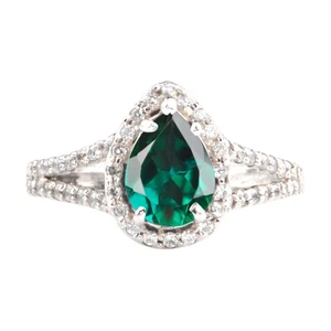 Anillo de oro blanco de 14 quilates con esmeralda verde natural de 1,40 quilates y diamantes con certificación IGI - Imagen 1 de 1