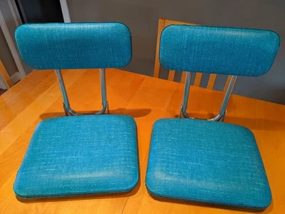Asiento de estadio plegable vintage retro verde azulado vinilo años 50 años 60 silla portátil Foto 1 de 4