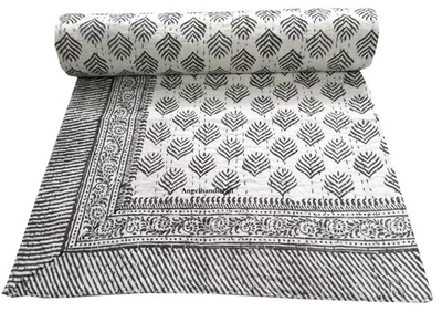 Bohemian Soft Cotton Throw Blanket, Reversible Queen bedspread/Throw /Blanket . - Image 1 of 4