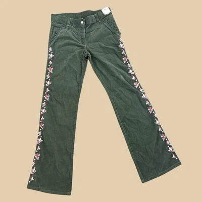 Pantalones Gymboree Niñas Pana Vintage Verde Ejército Campana Talla 12 Foto 1 de 4