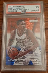 2014-15 Prizm Red White Blue Pulsar Prizm #73 Giannis Antetokounmpo PSA 9 Bucks - Picture 1 of 2