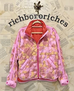 Free People Movement Pippa Print Packable Puffer Pink Geo Illusion PROBE S NEU - Bild 1 von 3