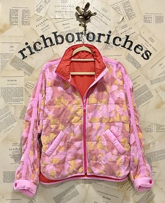 Free People Movimiento Pippa Impresión Empaquetable Puffer Rosa Geo Ilusión MUESTRA S NUEVO Foto 1 de 3