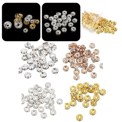 Add Sparkle to your Designs with 100 Flat Spacer Beads Rhinestone Rondelles - Image 1 of 4