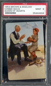 1953 BROWN & BIGELOW CONNIE MACK QUEEN OF HEARTS PSA 9 - Foto 1 di 2