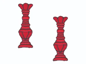 Königin Schachfigur Aufnäher 2er Set zum Aufbügeln 2" rot bestickt Applikation DIY Basteln - Bild 1 von 2