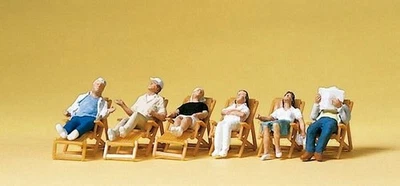 Preiser 10430 HO Scale Recreation & Sports -- Tourists Resting on Folding Chairs - Image 1 of 4