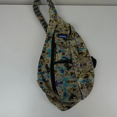 Bolso Bandolera KAVU Cuerda Bandolera Mochila Lona Verde Azulado Tostado Púrpura Estampado Abstracto Foto 1 de 4