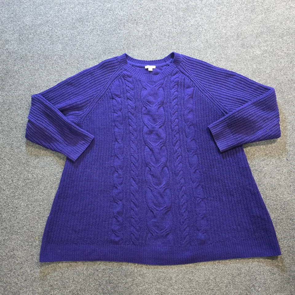 J Jill Sweater Womens Size 3X Purple Chenille Cable Knit Long Sleeve Casual Top - Image 1 of 4