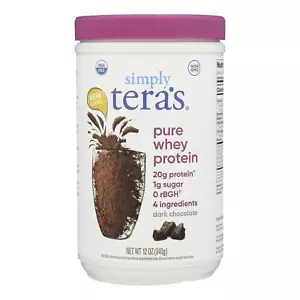 Tera's Whey Protein - rBGH Free - Fair Trade Dark Chocolate - 12 oz - Picture 1 of 2