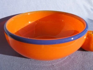 Bohemian Kralik Art Deco Orange Blue Tango Art Glass Bowl from 1930s - Picture 1 of 9