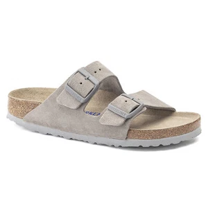 BIRKENSTOCK ARIZONA SOFT FOOTBED SUEDE LEATHER Sandals Stone Coin New - Picture 1 of 10