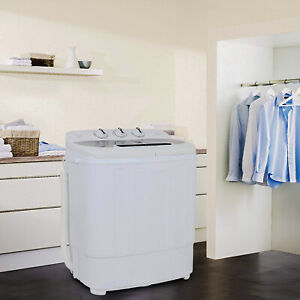  White Compact Portable Washer & Dryer with Mini Washing Machine and Spin Dryer