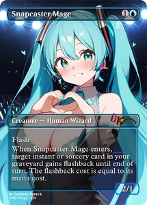 Hatsune Miku Snapcaster Mage - Fanart Borderless Style Card For EDH / Playtest - Picture 1 of 2
