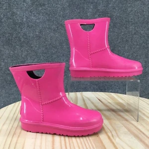 Ugg Rain Boots Child 12 Rahjee Ankle Booties Pink Rubber Pull On Waterproof - Picture 1 of 15
