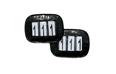 EQUIPRIDE Bling in pelle supporto numero briglia forma quadrata con brevetto in 2 colori