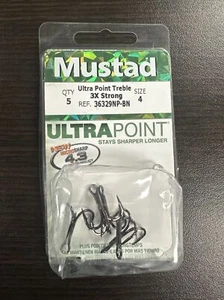 Mustad Ultra Point 36329NP-BN Size 4 Treble Hooks Durasteel Pack of 5 - Picture 1 of 1