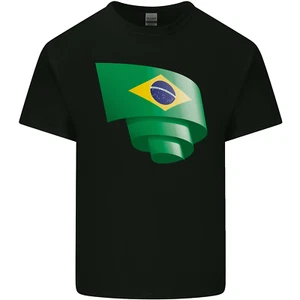 Curled Brazil Flag Brazilian Day Football Kids T-Shirt Childrens - Picture 1 of 57