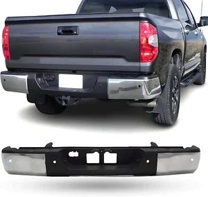 Chrome Steel Rear Step Bumper Assembly For 2014-2021 Toyota Tundra & Sensor Hole - Picture 1 of 11