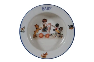 Antique Czechoslovakian Baby Food Water Bowl Dish Bear Horse Pull Toy 6" - Picture 1 of 11
