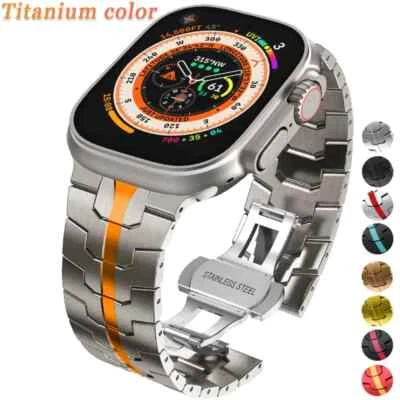 For Apple Watch Ultra 1/2/3 49mm 11 10 9 8 7 6 5 4 SE Stainless Strap Metal Band - Image 1 of 4