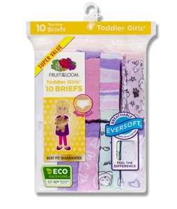 Fruit of the Loom Toddler Girls 10 Pack Briefs Size 4T/5T NEW Value Pack - Picture 1 of 10