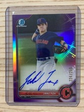 Jake Fox 2022 Bowman Chrome Purple /250 on Card FIRST AUTO Guardians