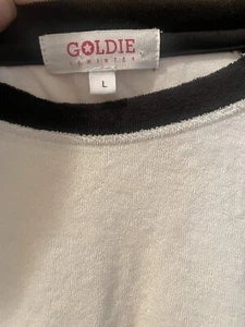 GOLDIE Camisetas Terry Tela Camisa Timbre Jersey Negro Blanco Color Bloque Mujer L - Imagen 1 de 12