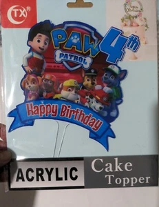 Paw Patrol Acrylic 4th Birthday Cake Topper - Picture 1 of 4