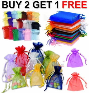 25 & 50 Large Small Organza Bags Wedding Party Favour Gift Candy Jewellery Pouch - Picture 1 of 15