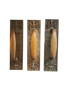 Antique Art Nouveau Bronze Victorian Door Push Plates Large Brass - 3 - Picture 1 of 8