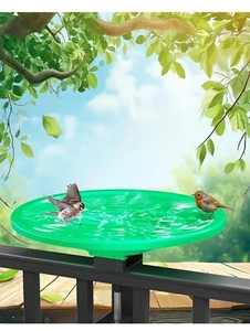Bird Bath Deck Mounted Bowl 12 Inches, Balcony Railing Birdbaths Unheated, Bird - Picture 1 of 6