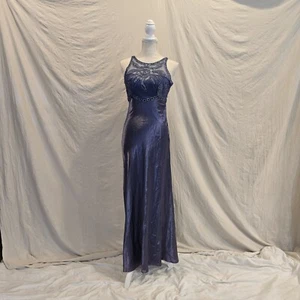 Vtg 90s Y2k Iridescent Blue Purple Whimsigoth Empire Waist Prom Hoco Dress - Picture 1 of 4