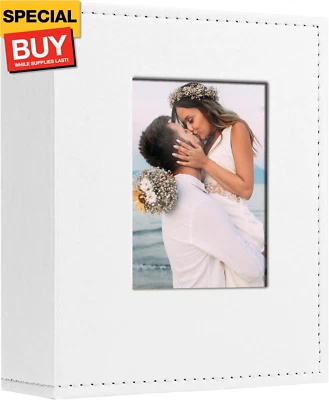 相册 4x6 100 张照片皮革封面图画书带前窗,插入式 — 第 1/4 张图片