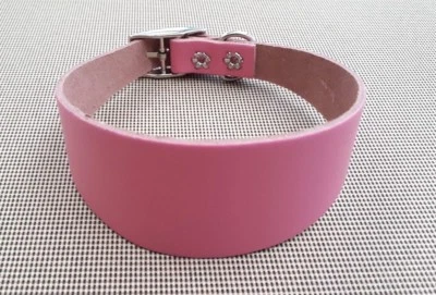TRADITIONAL  PINK LEATHER WHIPPET DOG COLLAR  ADJUST 12"-13.5"}> - Image 1 of 3