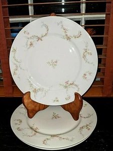 2 THEODORE HAVILAND LIMOGES FRANCE 9 3/4" Plate Pink Roses Blue Ribbon - Picture 1 of 8